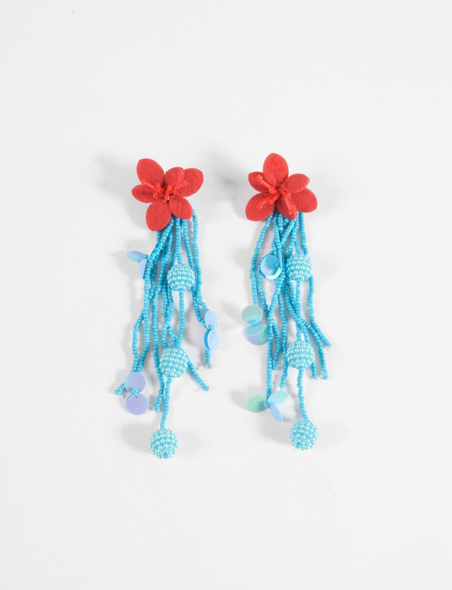 Caravanas party mostacillas flor - rojo 