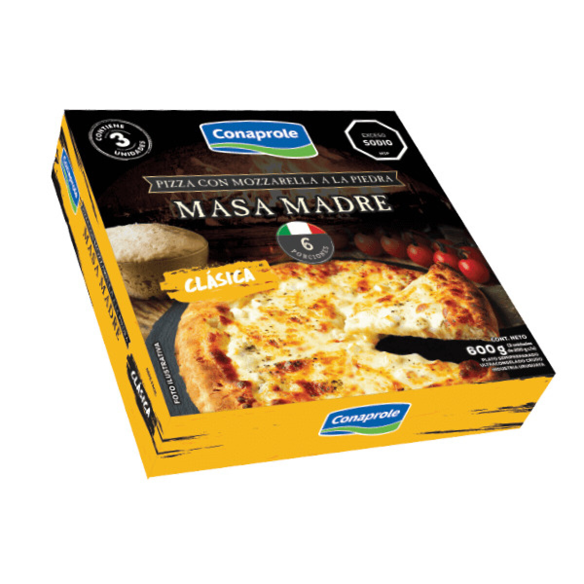 Pizza Conaprole Masa Madre 3 unidades 600 grs 