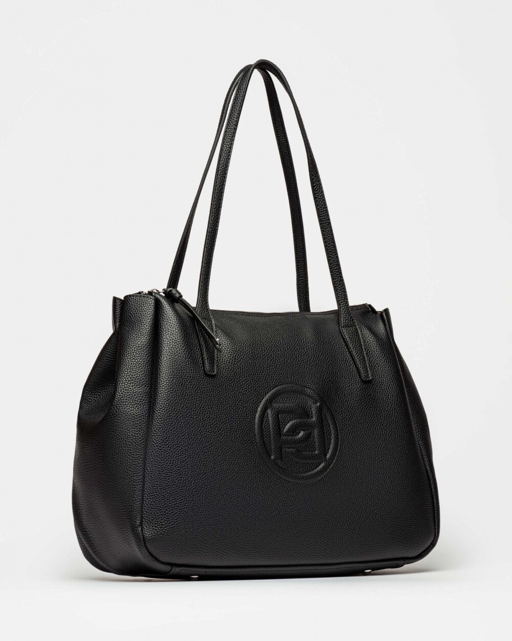 Bolso Sign en efecto cuero Negro