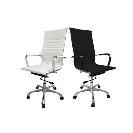 SILLA DE OFICINA ECO CUERO CON RUEDAS NEGRA O BLANCA SILLA DE OFICINA ECO CUERO CON RUEDAS NEGRA O BLANCA