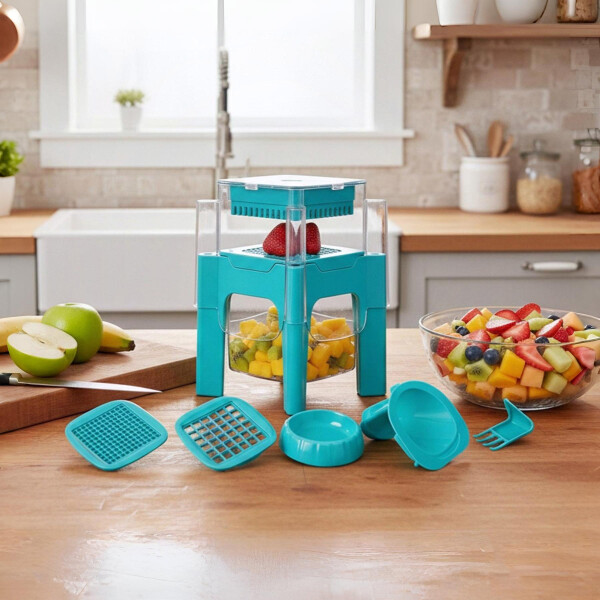 Cortador Picador de Verduras Multifunción 6 Piezas 14x14 cm Color Celeste