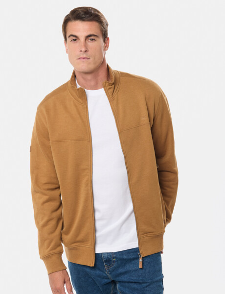CAMPERA DE FELPA CUELLO ALTO Mostaza