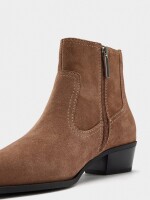 Botines De Piel Con Pespuntes camel
