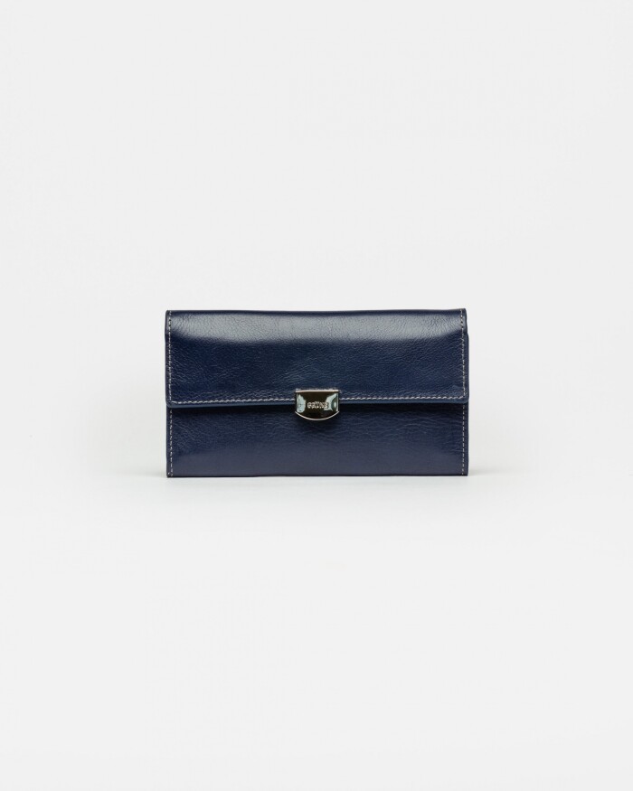 Billetera Dalia en cuero liso satinado Marine Blue