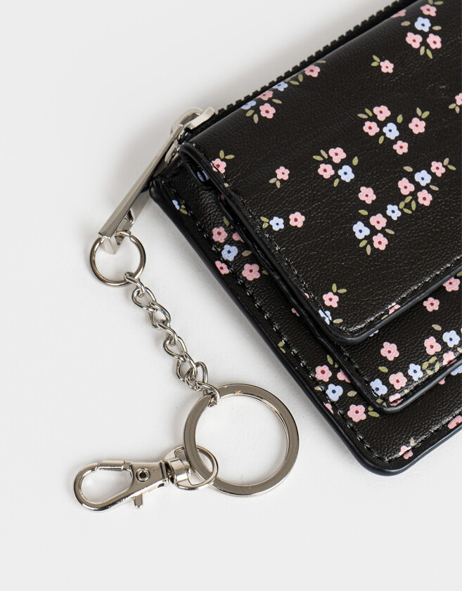 Monederos Monedero Cuerina Solapa - Estampado Flores