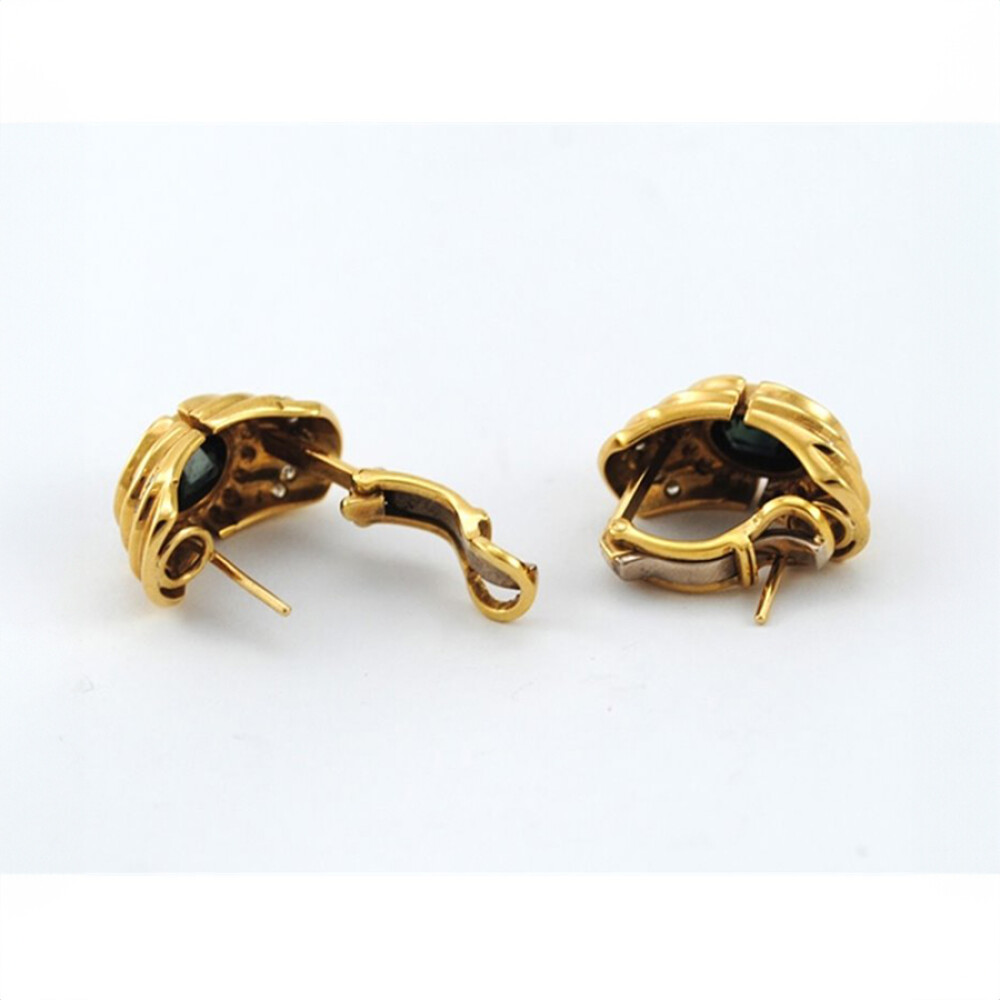 Caravanas Oro 18K Con Brillantes Y Zafiros Caravanas Oro 18K Con Brillantes Y Zafiros