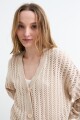 Cardigan escote V calado BEIGE