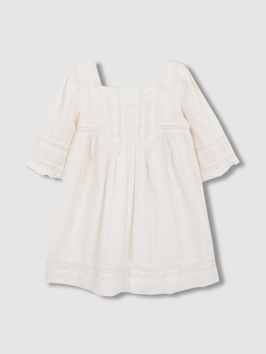 Vestido De Arras De Crepe Crudo Con Tir Blanco Roto