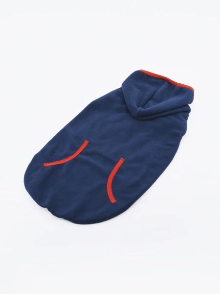 CAPA POLAR CON CAPUCHA AZUL