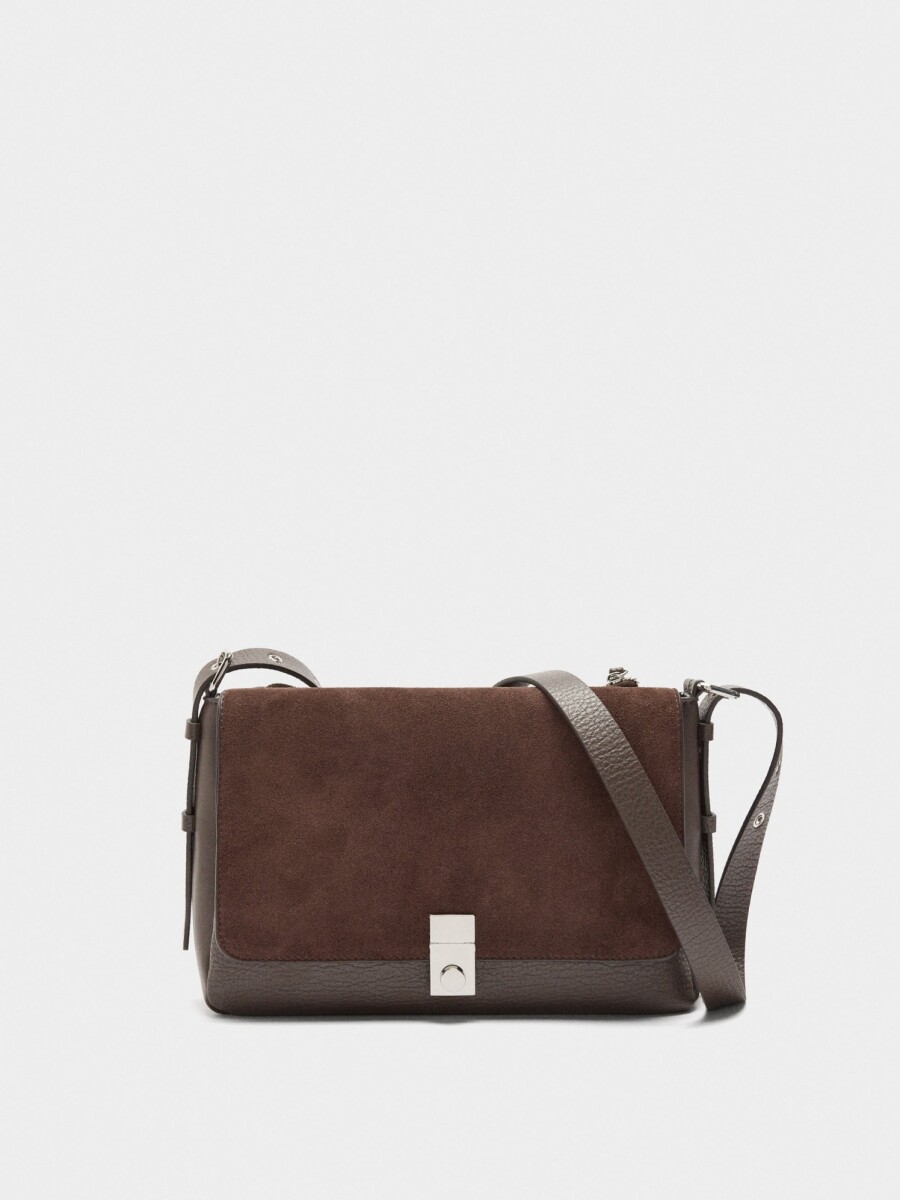 Bolso Bandolera Con Piel marron
