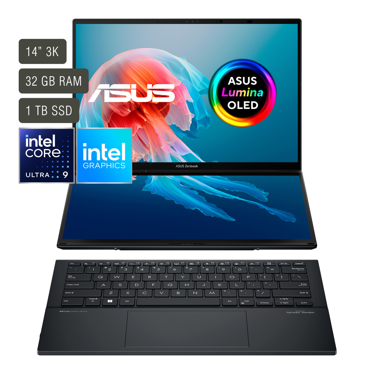Notebook Asus Zenbook 14''+14'' Táctil Oled Core Ultra 9 32GB 1TB W11 