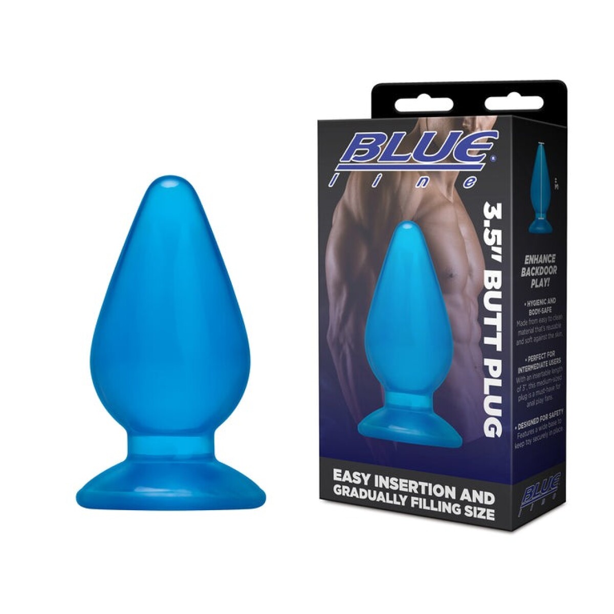 3.5" Butt Plug Anal Blue Line 