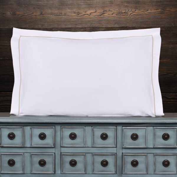 Funda Finezza 400 hilos Blanco con Bordado Beige 30x45cm