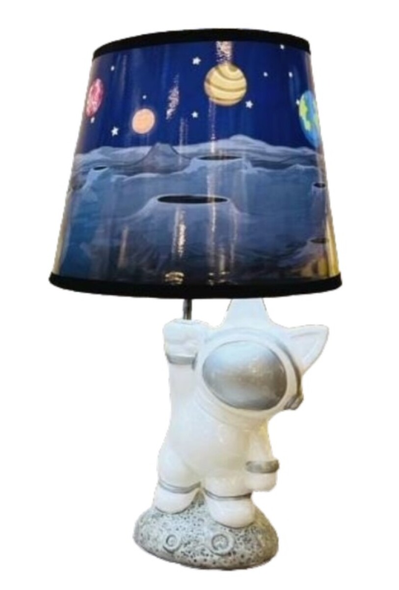 Lámpara Cerámica Con Pantalla Astronauta 36 X 20 Cm - Color Plateado 