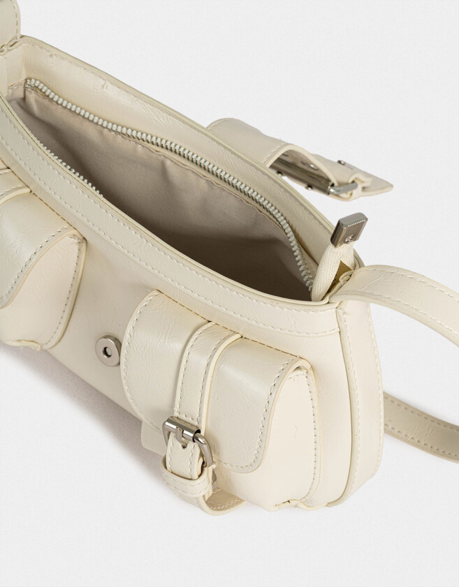 Bandoleras Noche Cartera Formato Baguette - Blanco Crudo