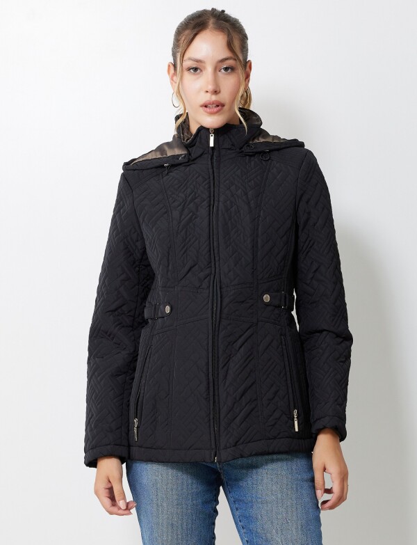 Campera Capitoneada Capucha NEGRO