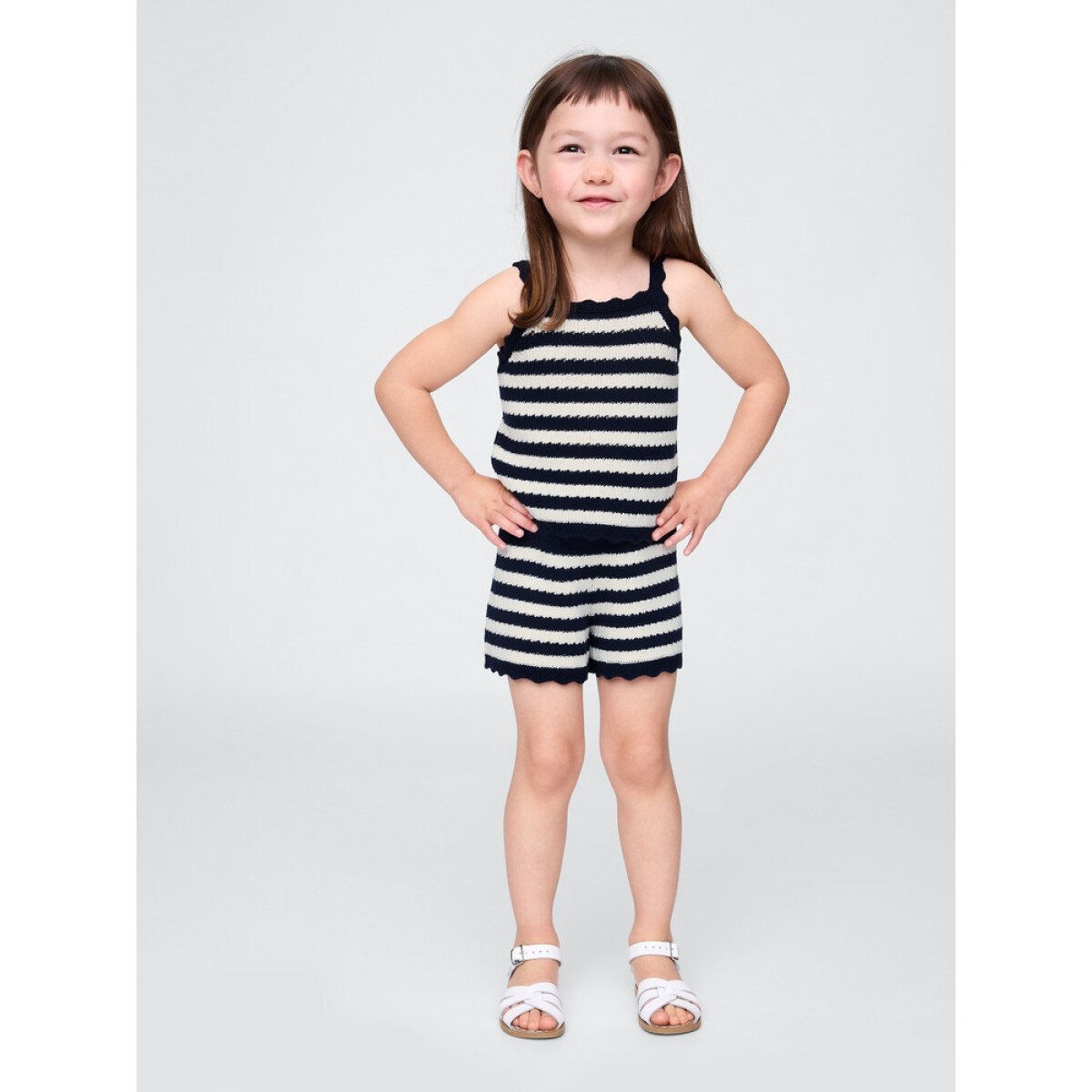 CROCHET STRIPE SHORTS - NAVY UNIFORM 
