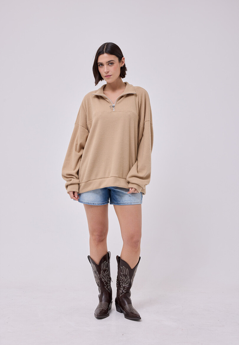 Buzo cierre over BEIGE