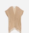 Kimono Tejido Con Flecos Marron Beige