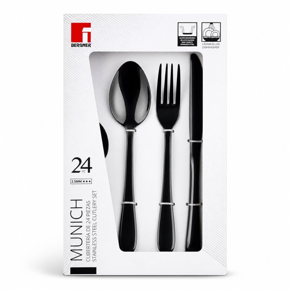 JUEGO DE CUBIERTOS 24 PZAS MUNICH NEGRO 