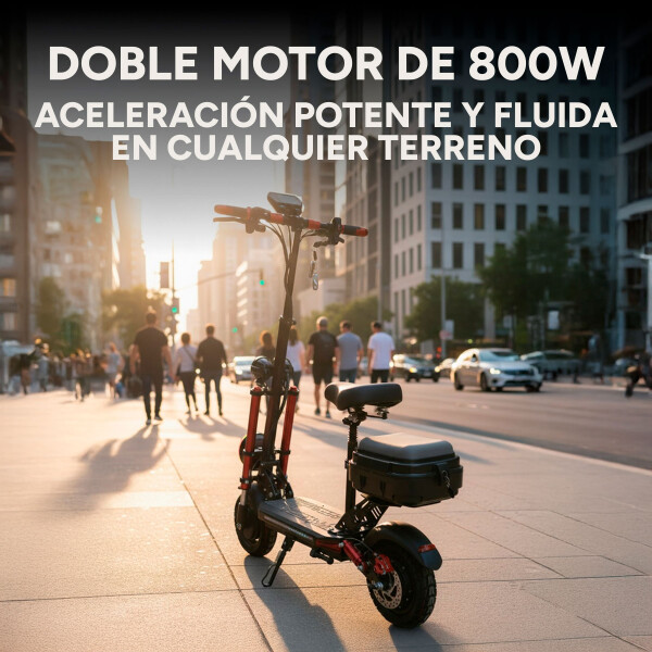 Scooter Monopatín Eléctrico Gogreen Flow Motor 1000w 60 Km/h Color Negro
