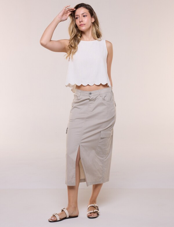 Falda Cargo Con Cintura Elastizada BEIGE