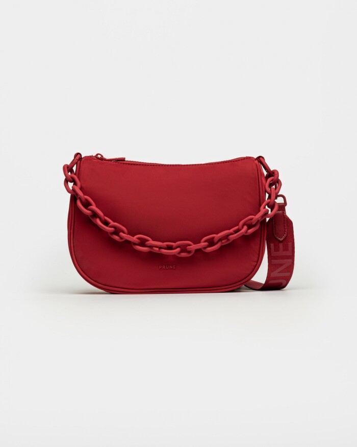 Cartera Mila Efecto Cuero Natural Rojo