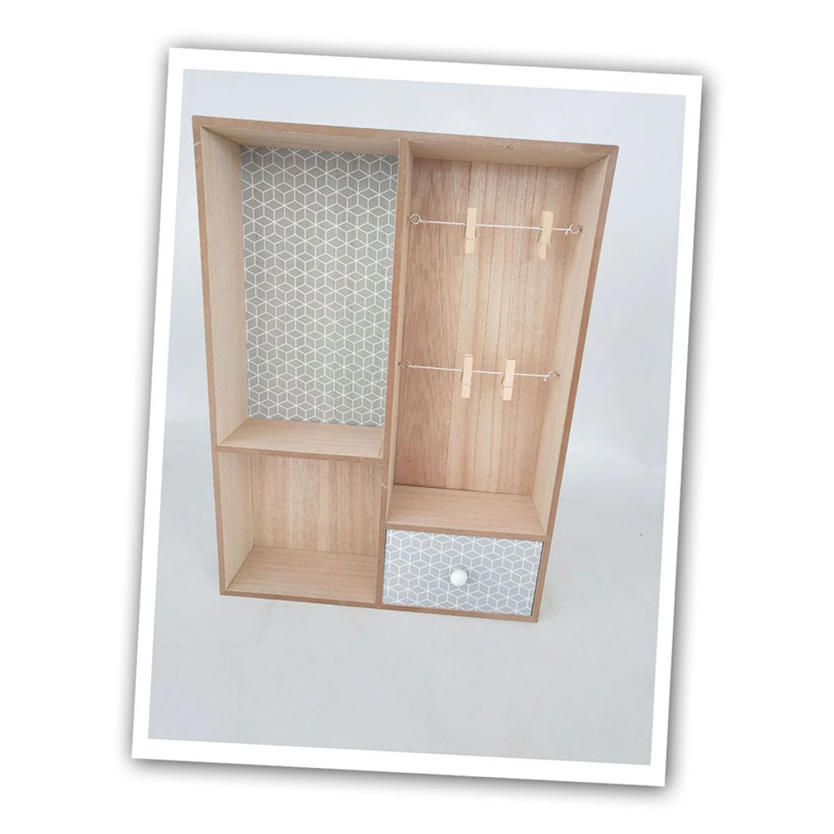 ORGANIZADOR 3 DIVISIONES 1 CAJ MADERA GRIS. 30x10x39.5CM 