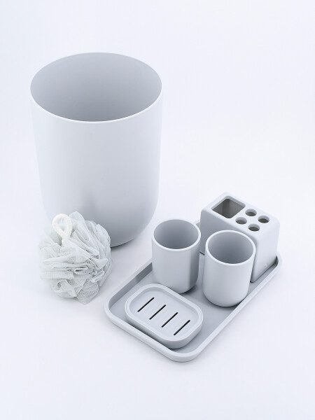 SET DE BAÑO X 7 UNIDADES GRIS (V)