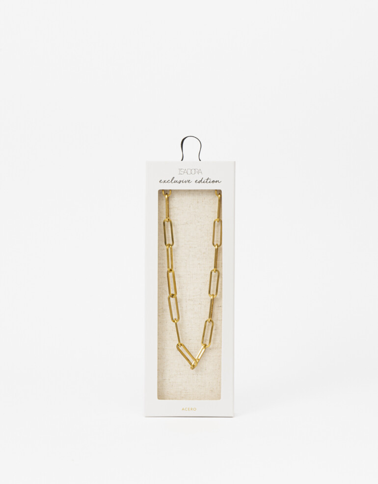 Collares Cortos Metal Collar Corto Eslabones De Acero - Dorado
