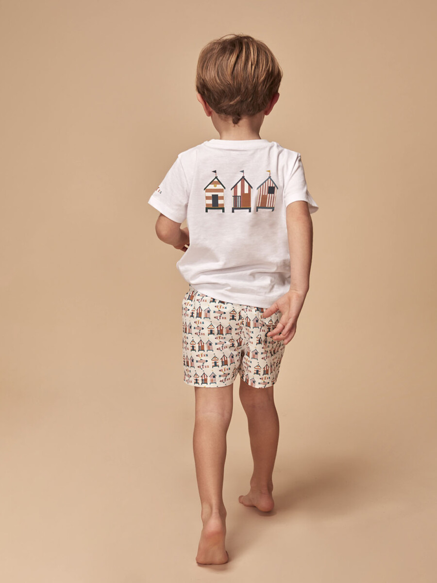 Camiseta Estampado Casitas Blanco