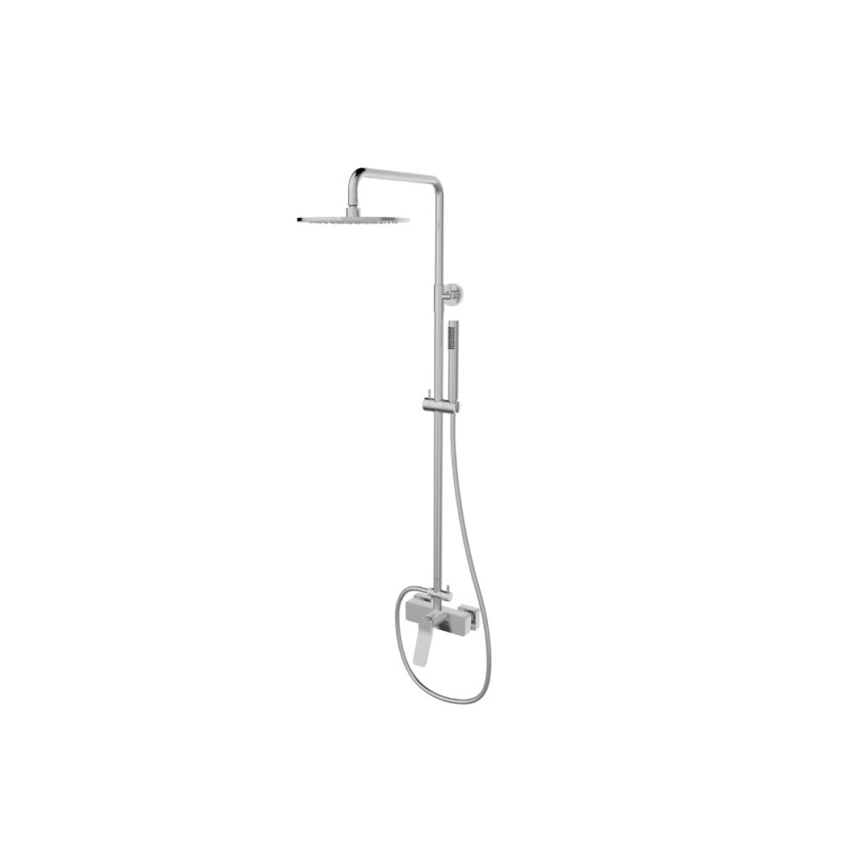 Barral de Ducha Exterior con Teléfono Cromado Línea Panem Silver 