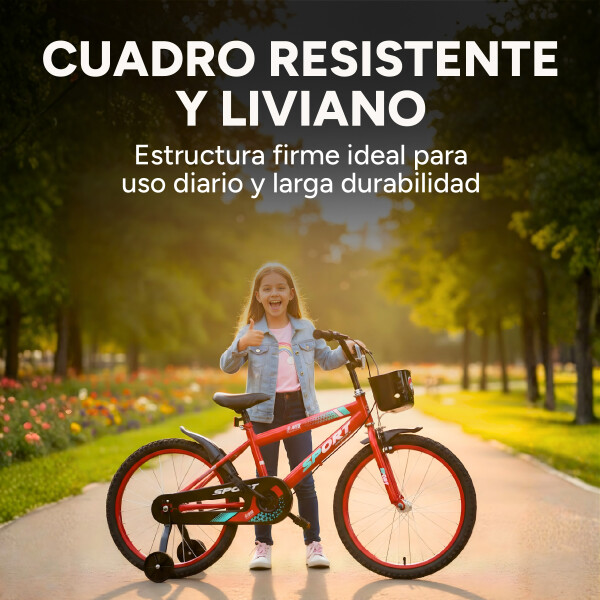 Bicicleta Infantil Sport Rod 20 Canasto Guardabarro Rueditas Rojo 1