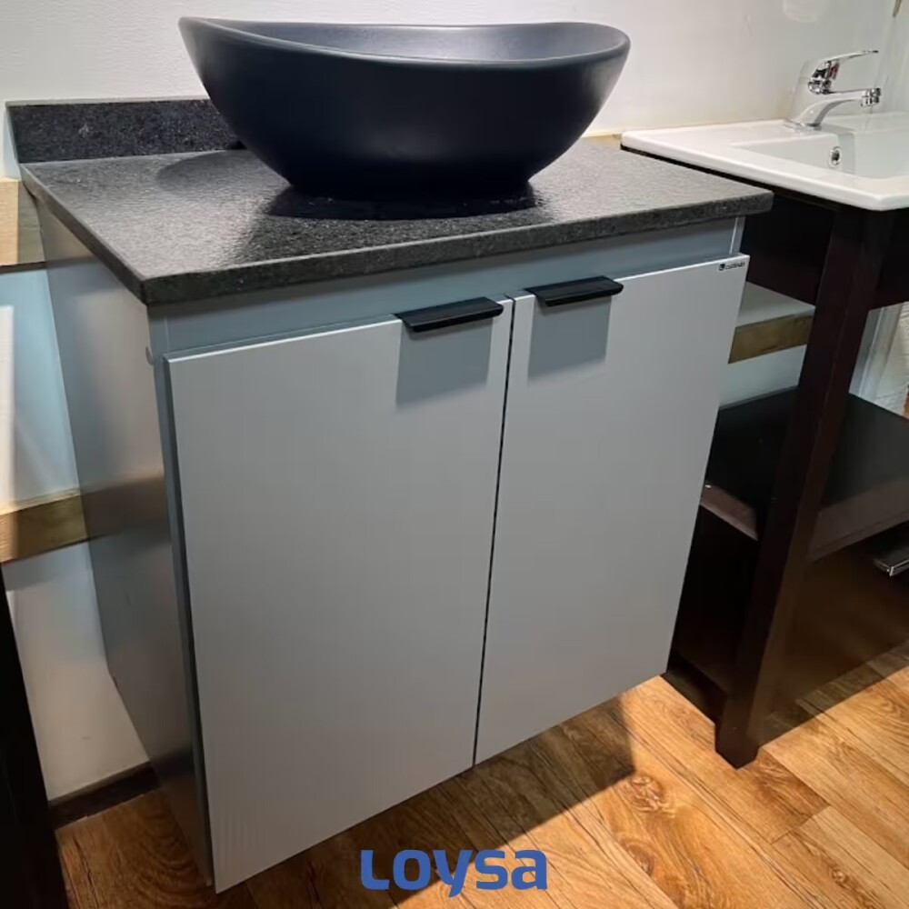 Mueble de baño suspendido Aster negro 60 cm mesada granito sin bacha Mueble De Baño Suspendido Aster Negro 60 Cm Mesada Granito Sin Bacha