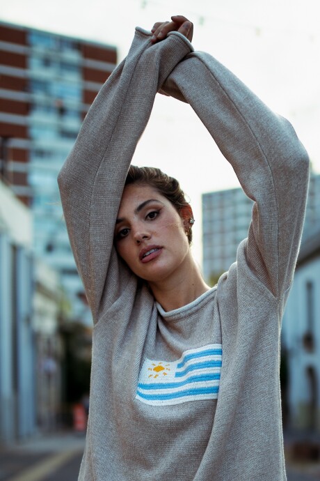Sweater Flag Uruguay Beige