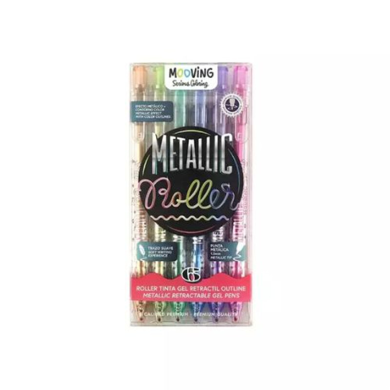 Boligrafo Roller Outliner retractil Mooving caja x6 Boligrafo Roller Outliner Retractil Mooving Caja X6