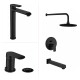 JUEGO DE GRIFERIA LAVATORIO ALTO BIDET DUCHA MATE ALASSIO NEGRO