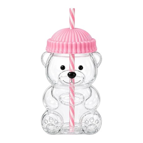 Vaso Oso Bear Con Tapa Y Sorbito Rosa