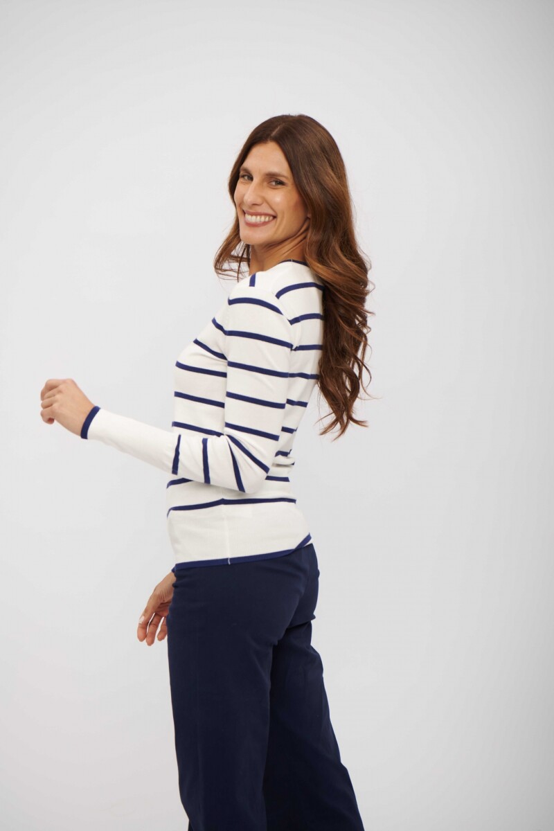 BUZO PRUDENCIA CREMA Y AZUL MARINO