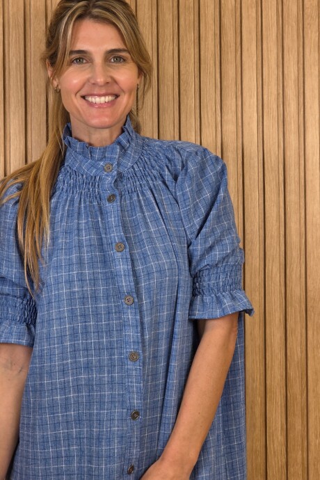 Vestido Maldivas Cuadros Azul