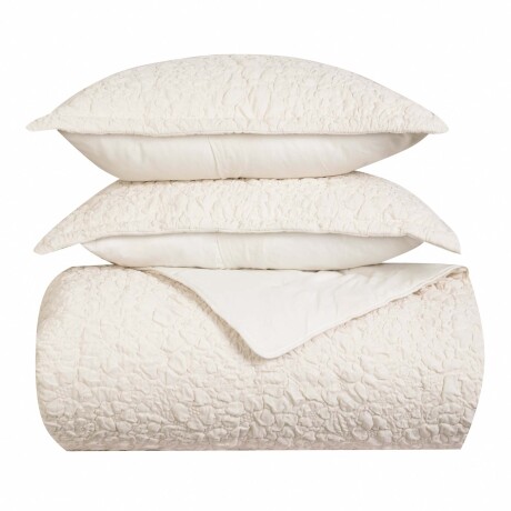 SET CUBRECAMA 1 PLAZA FIBRA-SUAVE NATURAL-BEIGE JAQCUARD FLOR CRUDO