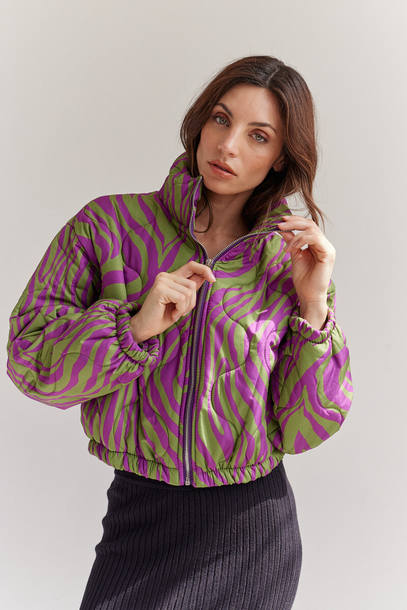 Campera Gloria Lila/Verde
