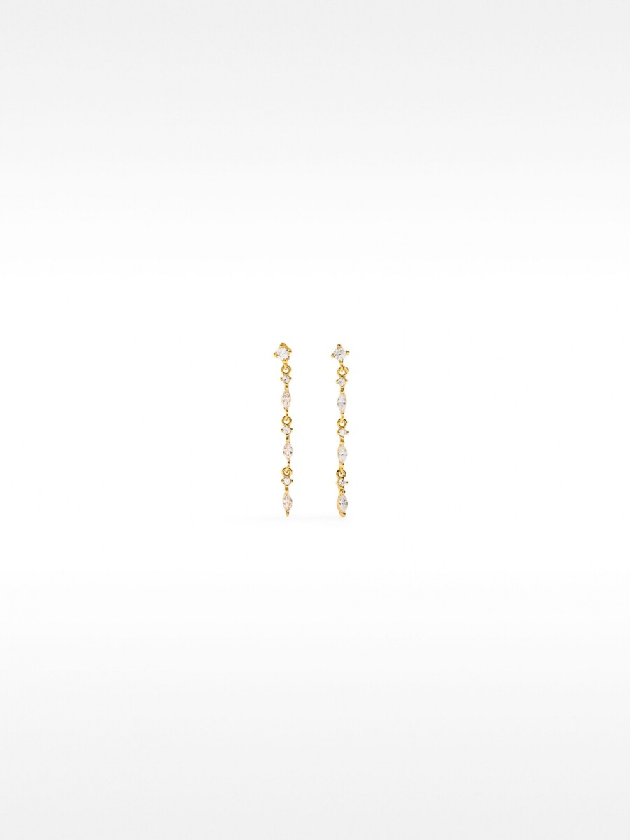Pendientes Con Circonitas Y Perlas - Plata De Ley 925 dorado