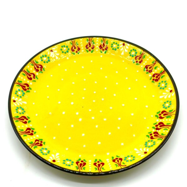 Plato de cerámica pintado 26 cm Amarillo