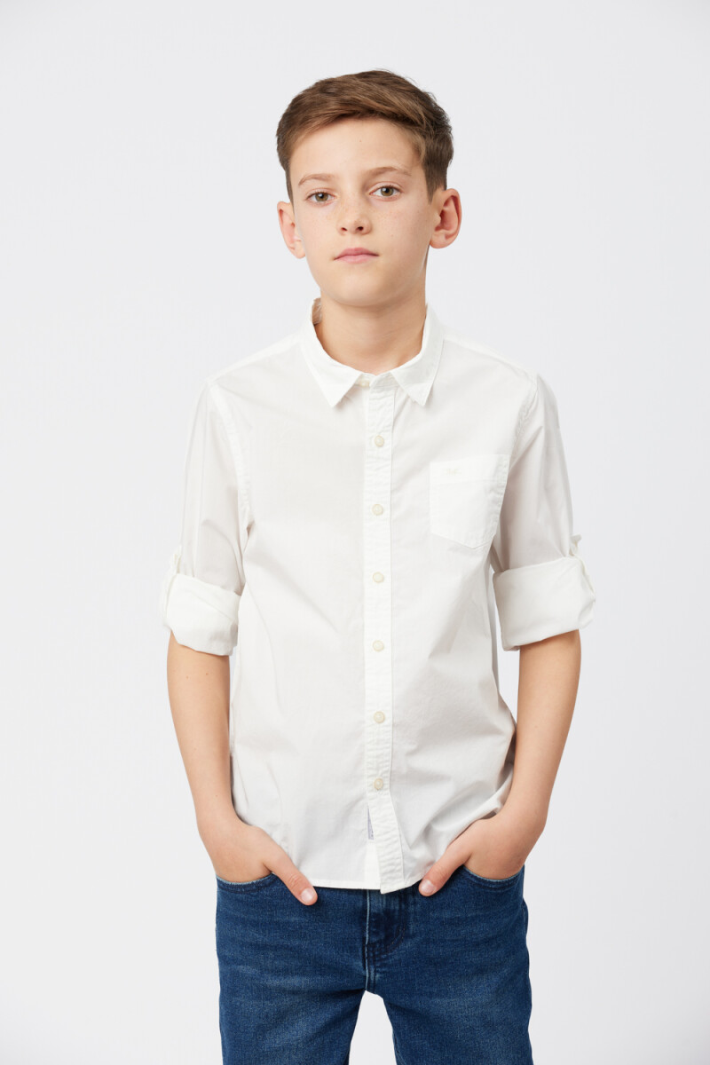 CAMISA LISA DE ALGODÓN - Blanco 