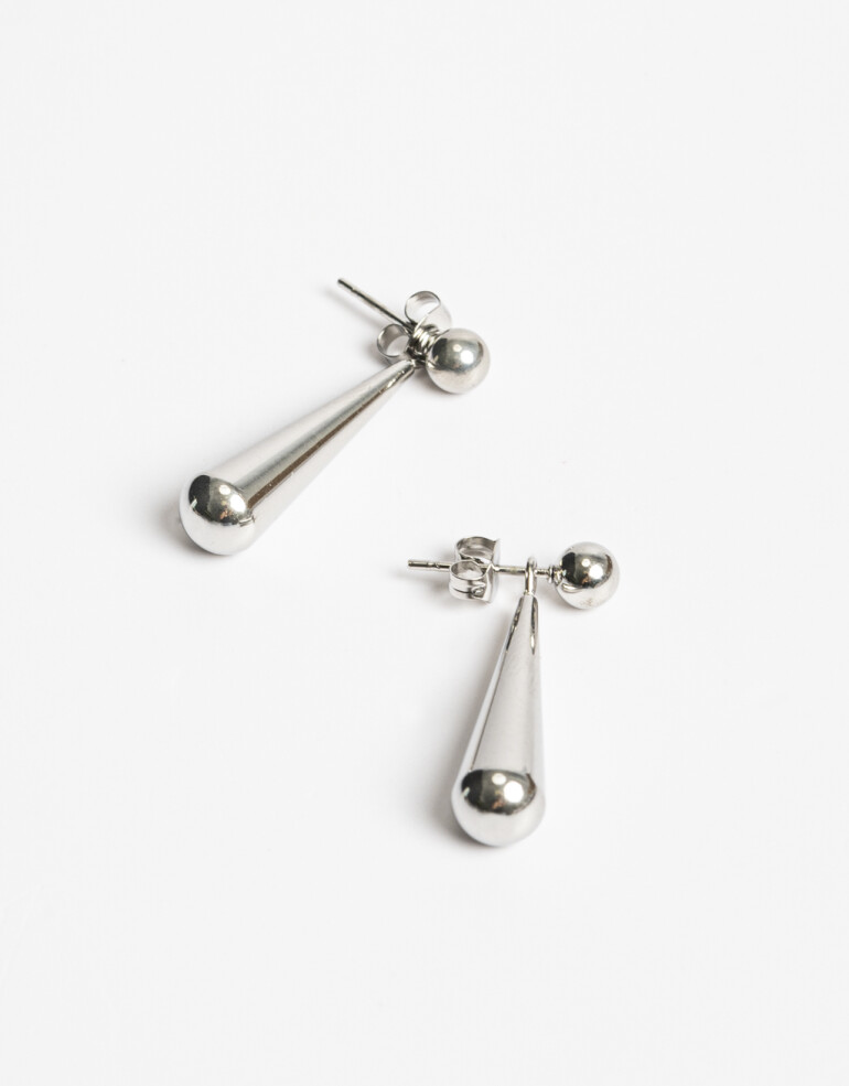 Aros Colgantes Cortos Metal Aros Colgantes Acero Gota - Plateado