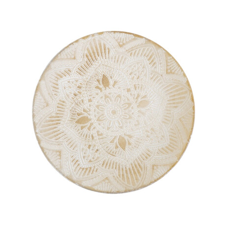 Mesa ratona de madera con mandala labrada Mesa ratona de madera con mandala labrada