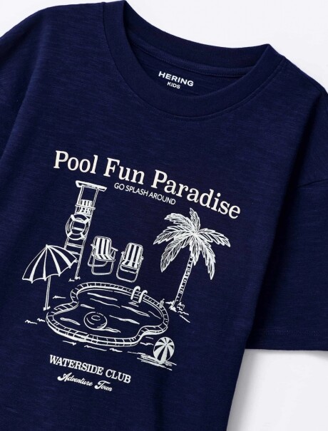 CAMISETA MANGA CORTA INFANTIL CON ESTAMPA AZUL