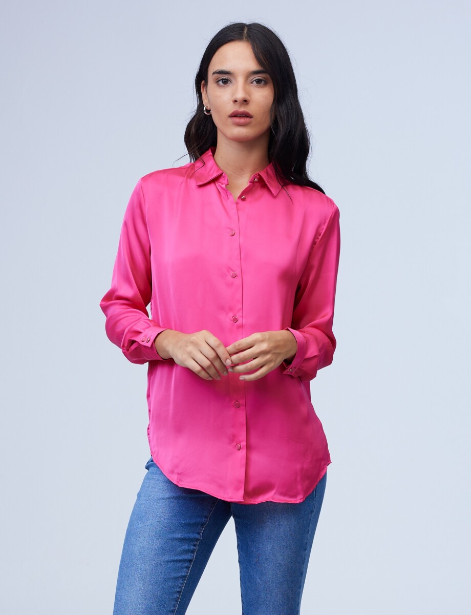 Camisa Saten - Fucsia 