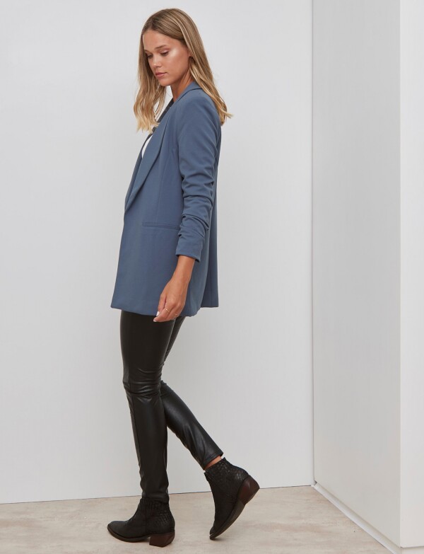 Blazer Crepe Manga Fruncida AZUL